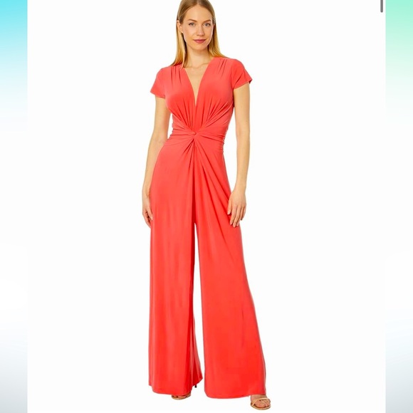 Vince Camuto Pants - Vince Camuto - Jersey twist-front jumpsuit - large coral